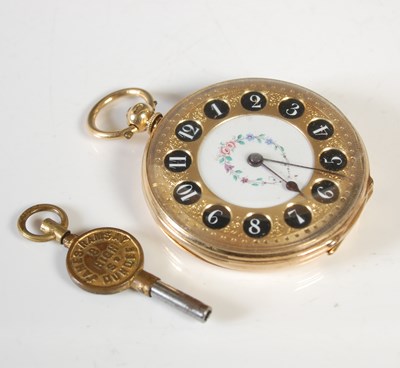 Lot 339 - An 18ct gold Continental open faced pocket...