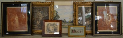 Lot 576 - Seven pictures and prints, to include an...