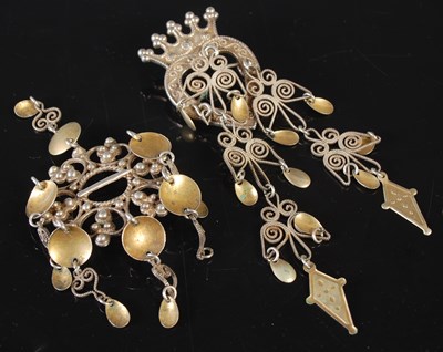 Lot 204 - Two vintage Scandinavian silver brooches, 22.3g.