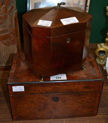 Lot 328 - A 19th century burr walnut tea caddy, the...