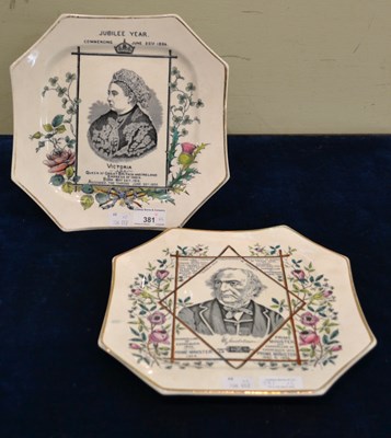 Lot 381 - A pair of Victorian octagonal shaped pottery...