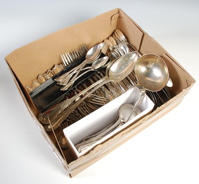 Lot 131 - A Victorian silver canteen of flatware, London,...