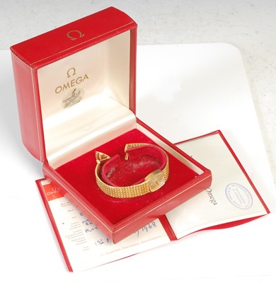 Lot 9 - A vintage ladies Omega 18ct gold bracelet...