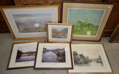 Lot 635 - Six assorted pictures and prints, to include a...