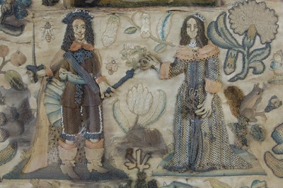 Lot 218 - A Charles II stumpwork picture, depicting...