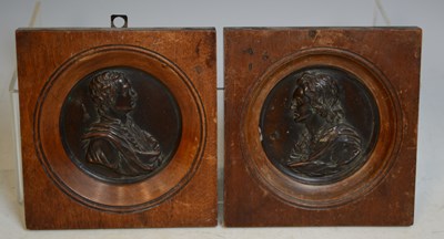 Lot 842 - A pair of 19th century bronzed circular...