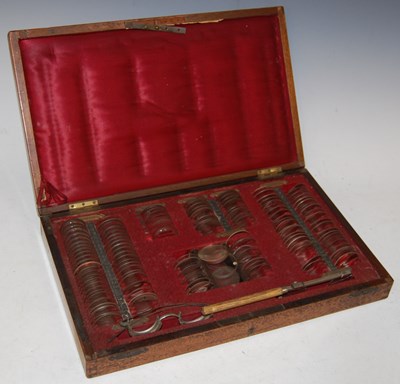 Lot 278 - A vintage optometry set in fitted wooden case
