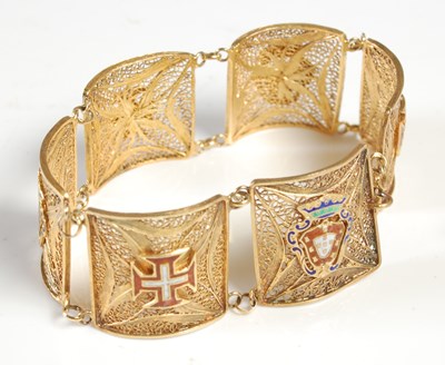 Lot 28 - A vintage Portuguese gold plated and coloured...