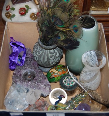 Lot 296 - A box of mixed wares to include art glass...