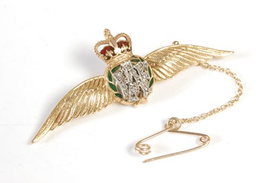 Lot 386 - A 9ct gold enamel and diamond chip RAF...