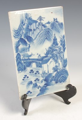 Lot 634 - A Chinese porcelain blue and white rectangular...