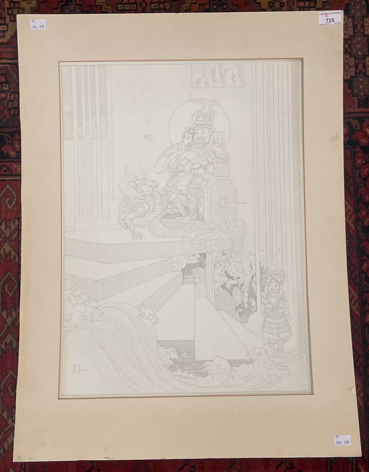 Lot 380 - A pencil drawing on paper depicting a deity /...