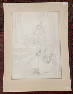 Lot 380 - A pencil drawing on paper depicting a deity /...