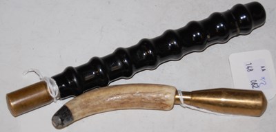 Lot 96 - A brass and horn handled fishing priest,...