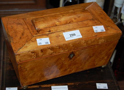 Lot 299 - An early 20th century burr walnut tea caddy,...
