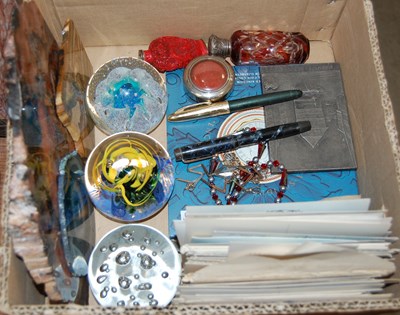 Lot 310 - Box of assorted items to include three art...