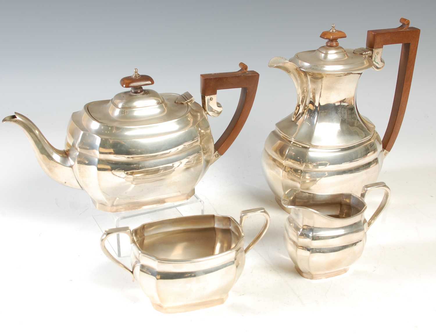 Lot 177 - A Birmingham silver four piece tea service,...