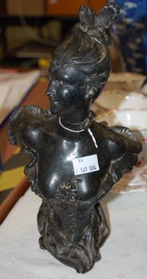 Lot 314 - A spelter bust of a lady, signed on the...