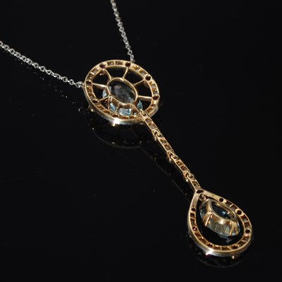 Lot 331 - An Edwardian yellow and white metal aquamarine...