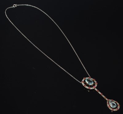 Lot 331 - An Edwardian yellow and white metal aquamarine...