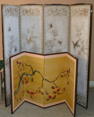 Lot 523 - Two Japanese folding screen room dividers,...