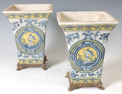 Lot 281 - A pair of Continental crackle glaze blue and...