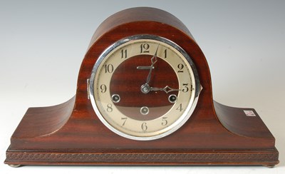 Lot 279 - An early 20th century hat shaped mantle clock,...