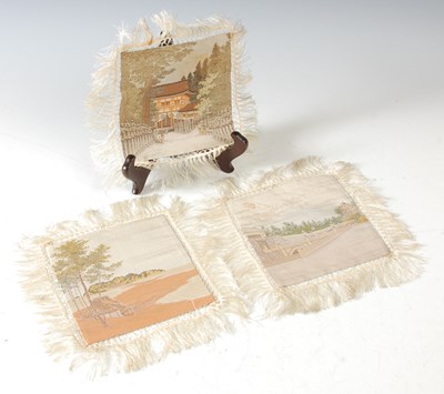 Lot 275 - A group of three Japanese style tapestries...
