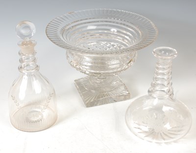 Lot 295 - A large antique facet cut glass centrepiece,...