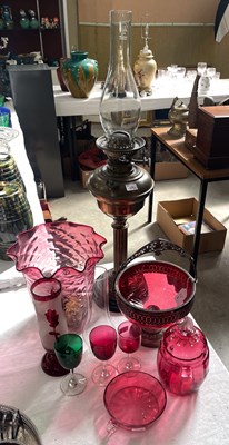 Lot 302 - A large collection of cranberry glassware, to...