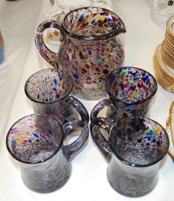 Lot 258 - A Murano style glass pitcher, with matching...