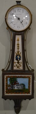 Lot 500 - An early 20th century Waltham banjo clock, the...