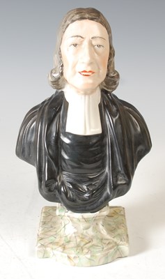 Lot 152 - A 19th century ceramic bust of John Wesley...