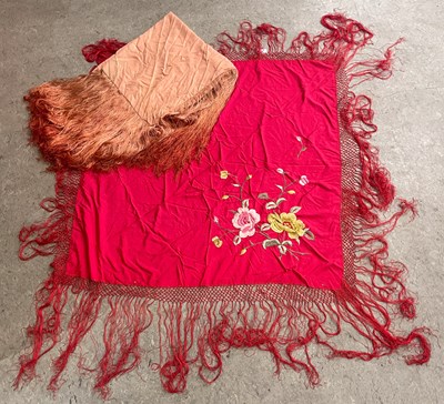 Lot 389 - Two Chinese style embroidered silks, the...