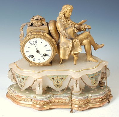 Lot 237 - A 19th century French gilt metal mantle clock,...