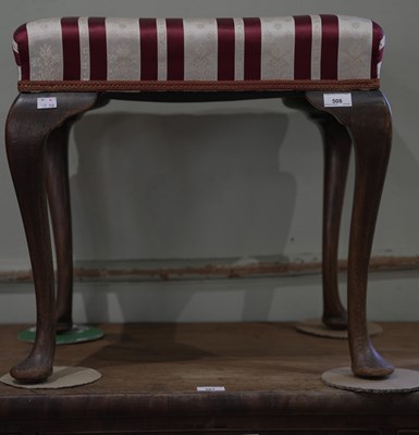 Lot 508 - A Queen Anne style stool, with striped...