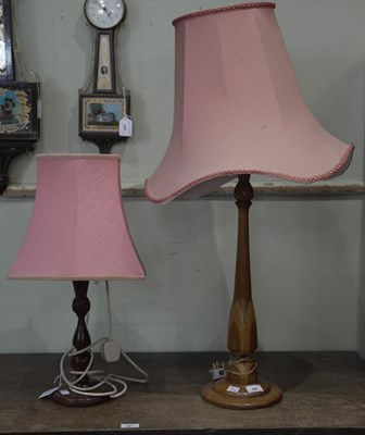 Lot 498 - A 20th century turned and inlaid table lamp,...