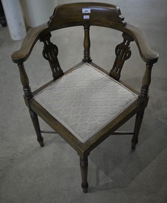 Lot 496 - A 19th century / later corner elbow chair,...