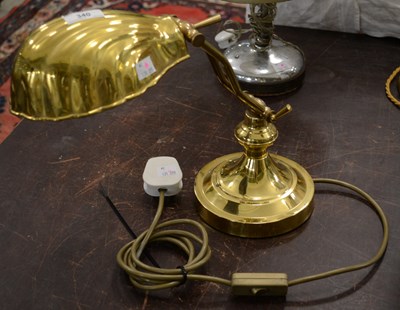 Lot 340 - A 20th century brass banker's lamp, with...