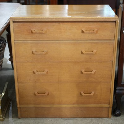 Lot 572 - A mid-century oak chest of drawers, G-Plan,...