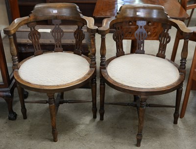 Lot 574 - A pair of 19th century / later elbow chairs,...