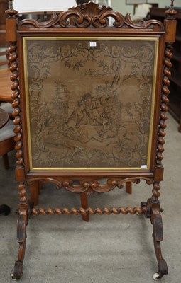 Lot 590 - A 19th century mahogany glazed needlework fire...