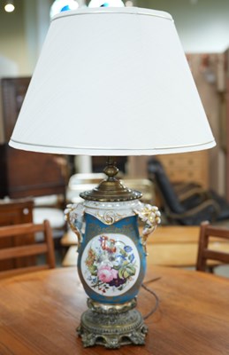 Lot 354 - A 19th century / later porcelain table lamp,...