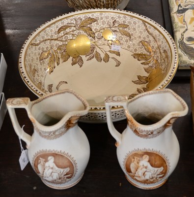 Lot 324 - A 19th century ceramic wash basin decorated...