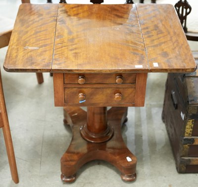 Lot 577 - A 19th century mahogany drop leaf work table,...