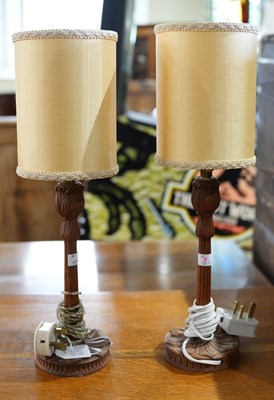 Lot 581 - A pair of table lamps, with bulbous top and...