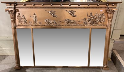 Lot 645 - A Regency style gilt over mantle mirror, with...