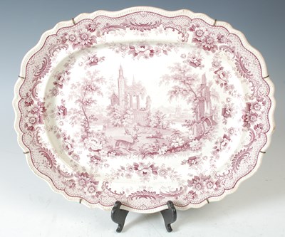 Lot 277 - A 19th century Staffordshire oval platter,...