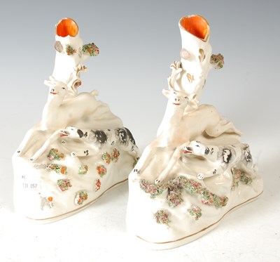 Lot 288 - A pair of 19th century Staffordshire pottery...