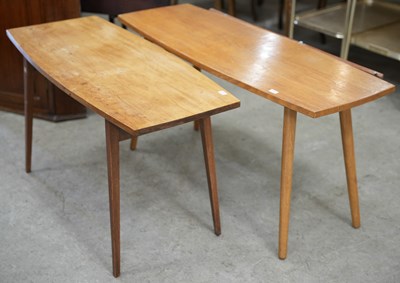Lot 588 - A pair of mid-century oak surf board coffee...